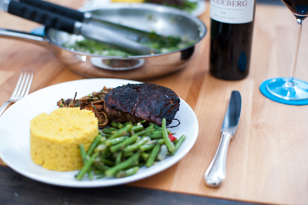 Nachgekocht: Teriyaki-Filetsteak mit Bohnen, Pfifferlingen und Couscous